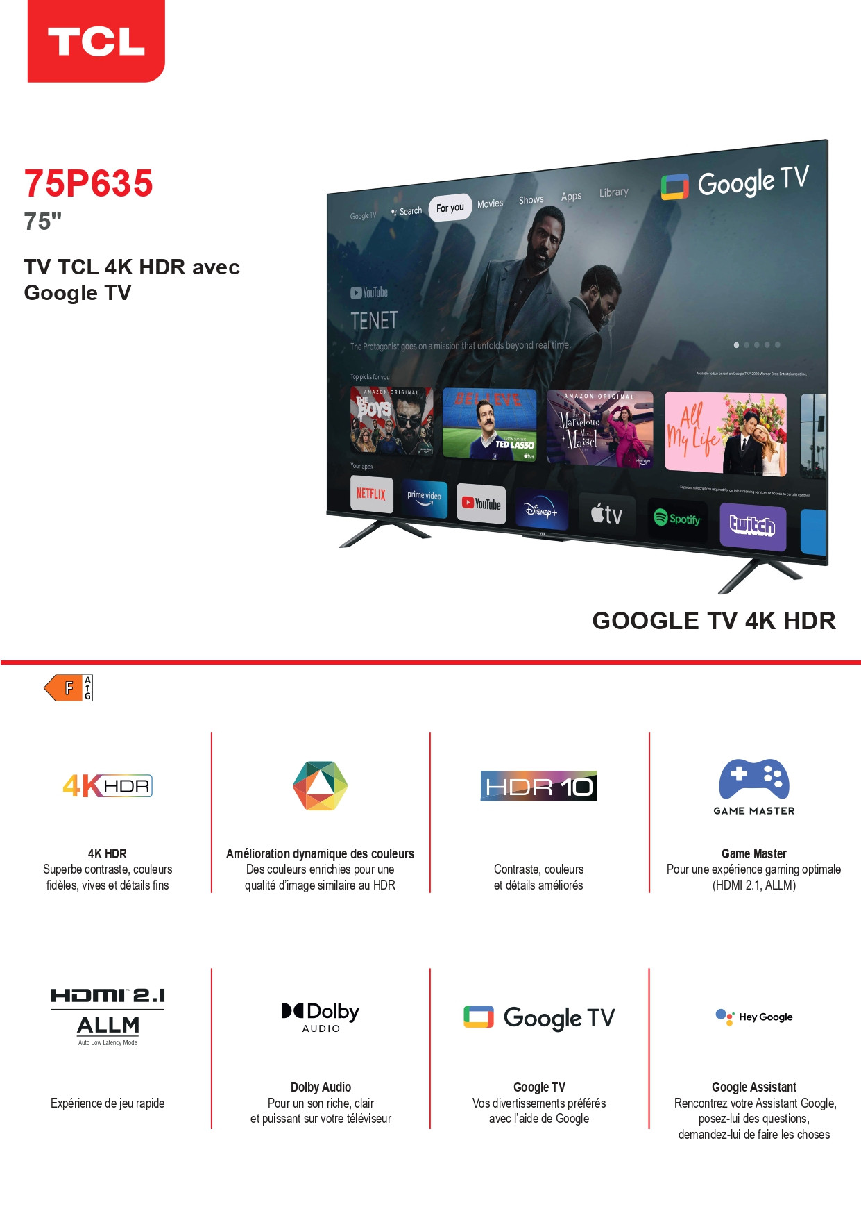 TV TCL 75'' SMART ANDROID 4K